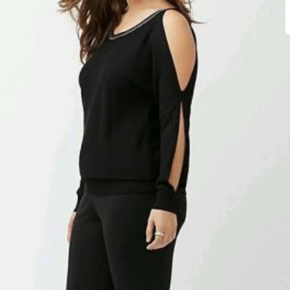 Lane Bryant Sweaters - Lane Bryant Cold Shoulder Embellished Neck Sweater
